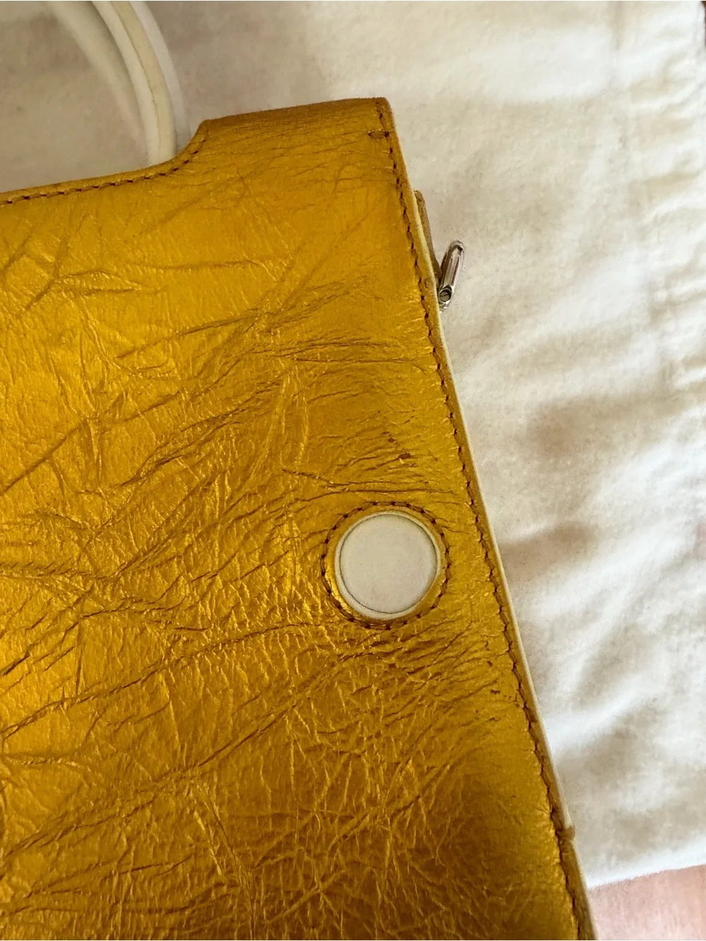 Dior Mini Diorever Gold Metallic White Leather Top Handle Crossbody Bag with COA
